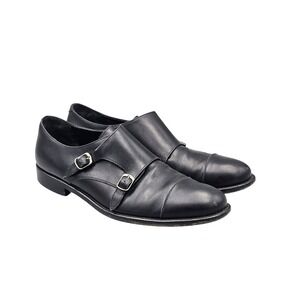 Quercioli Firenze Men's Size 9 Black Italian Leather Monkstrap Dress Shoes READ